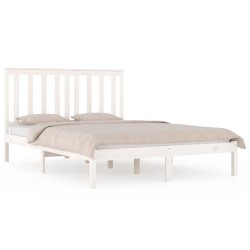 vidaXL Estructura de cama madera de pino doble blanca 135x190 cm