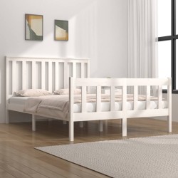vidaXL Estructura de cama madera de pino doble blanca 135x190 cm