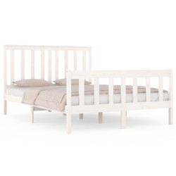 vidaXL Estructura de cama madera de pino doble blanca 135x190 cm