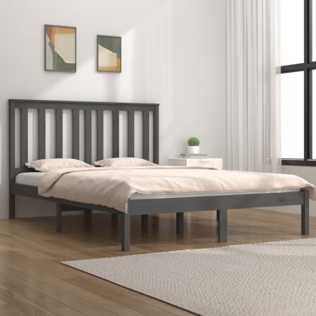 vidaXL Estructura de cama de madera maciza de pino gris 200x200 cm