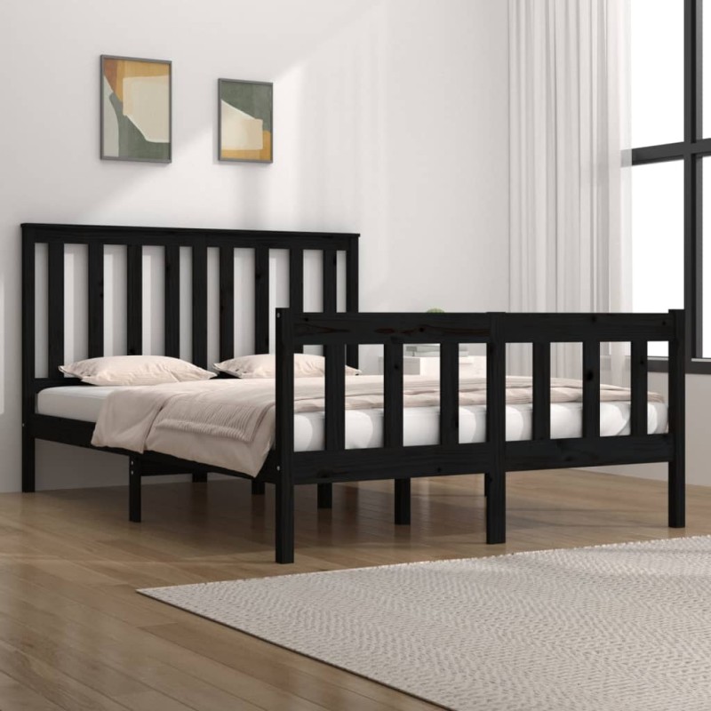 vidaXL Estructura de cama madera maciza de pino negra 140x190 cm vidaXL Estructura de cama madera maciza de pino negra 140x190 cm