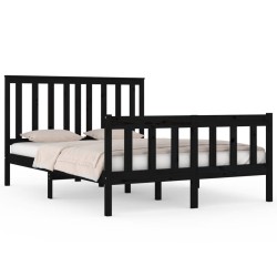 vidaXL Estructura de cama madera maciza de pino negra 140x190 cm