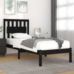 vidaXL Estructura de cama madera maciza de pino negra 90x200 cm