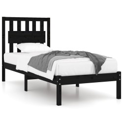 vidaXL Estructura de cama madera maciza de pino negra 90x200 cm
