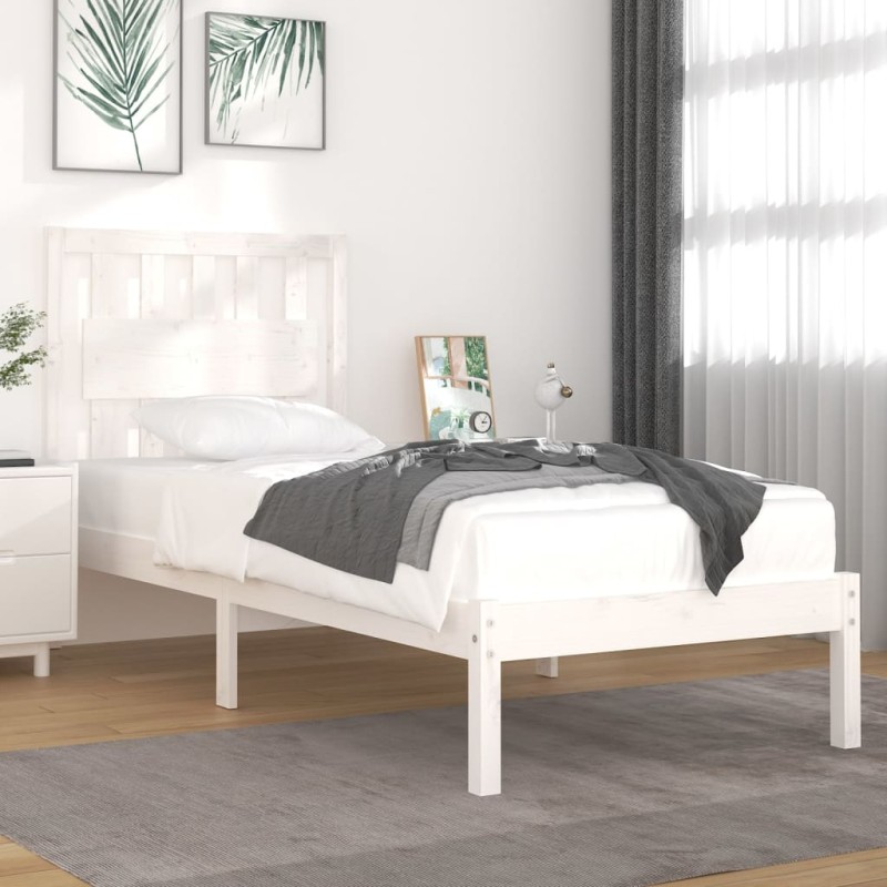 vidaXL Estructura de cama individual madera maciza blanco 90x190 cm