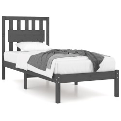 vidaXL Estructura de cama madera maciza de pino gris 90x200 cm