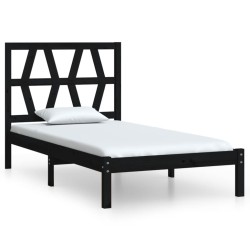 vidaXL Estructura de cama madera maciza pino negra 75x190 cm