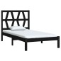 vidaXL Estructura de cama madera maciza pino negra 75x190 cm