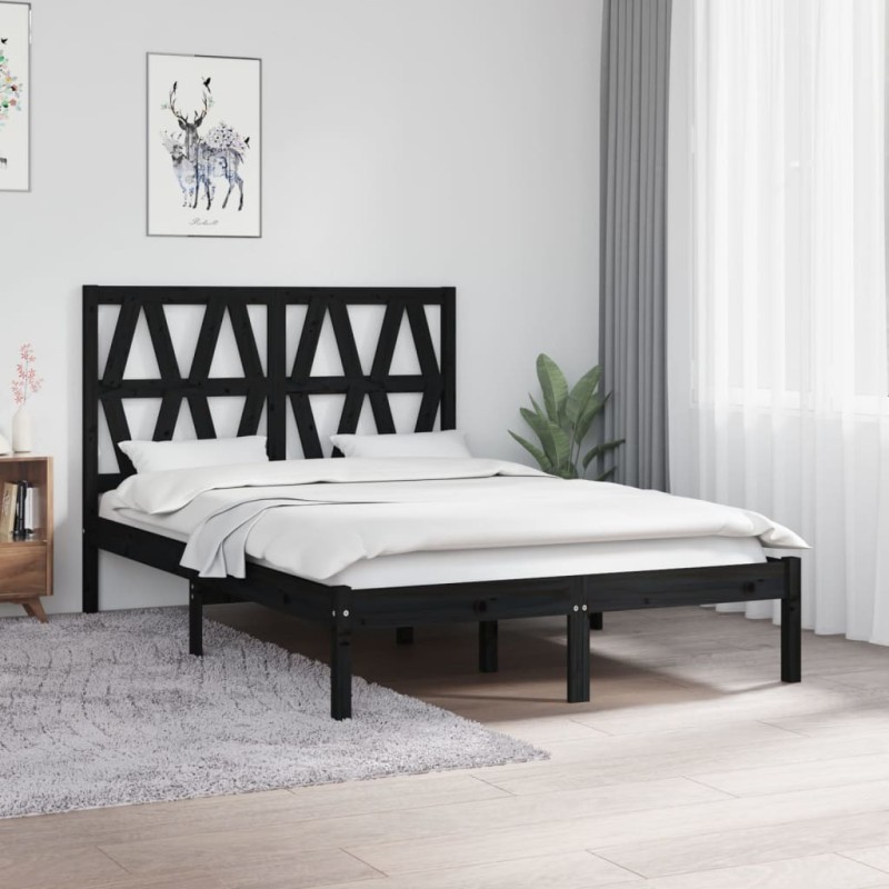 vidaXL Estructura de cama madera maciza de pino negro 120x200 cm vidaXL Estructura de cama madera maciza de pino negro 120x200 cm