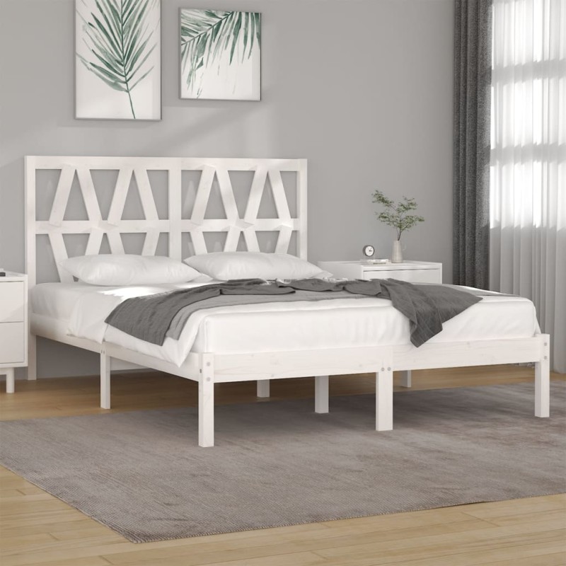 vidaXL Estructura de cama de madera maciza de pino blanco 160x200 cm