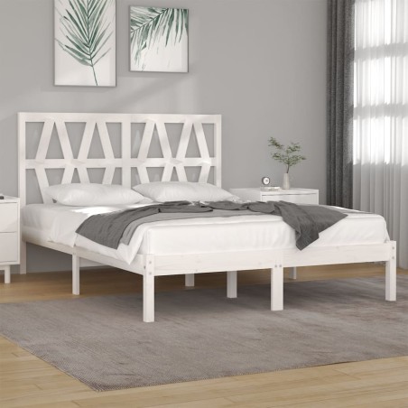 vidaXL Estructura de cama de madera maciza de pino blanco 160x200 cm