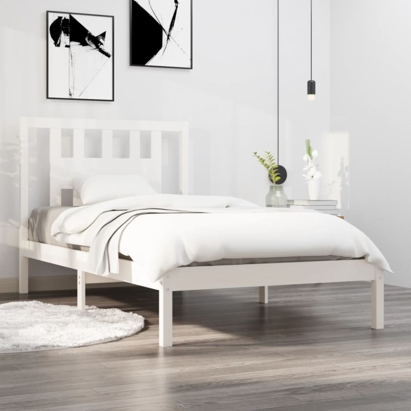 vidaXL Estructura de cama madera maciza de pino blanco 90x200 cm