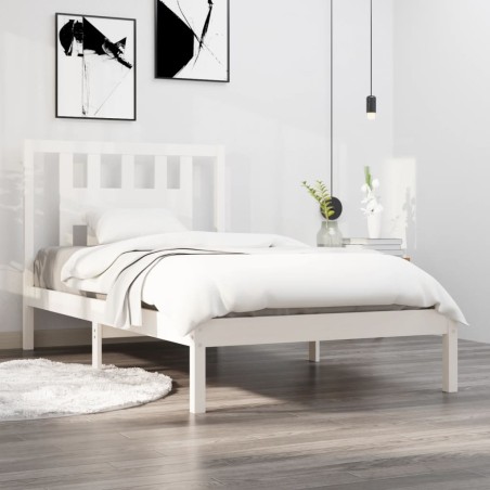 vidaXL Estructura de cama madera maciza de pino blanco 90x200 cm