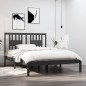 vidaXL Estructura de cama madera maciza gris 135x190 cm