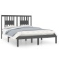 vidaXL Estructura de cama madera maciza gris 135x190 cm