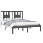 vidaXL Estructura de cama madera maciza gris 135x190 cm