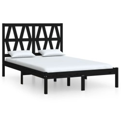 vidaXL Estructura de cama de madera maciza de pino negra 140x200 cm