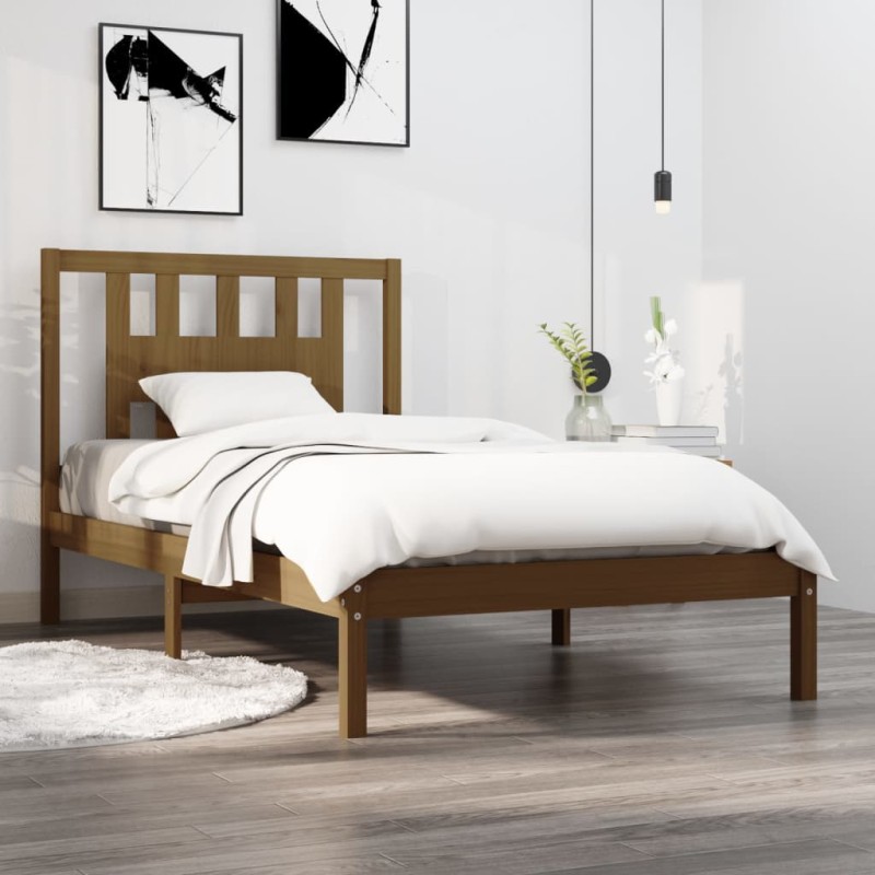 vidaXL Estructura de cama madera maciza de pino marrón miel 100x200 cm vidaXL Estructura de cama madera maciza de pino marrón miel 100x200 cm