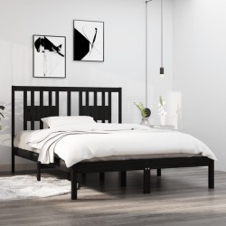 vidaXL Estructura de cama madera maciza negro 135x190 cm
