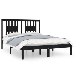 vidaXL Estructura de cama madera maciza negro 135x190 cm