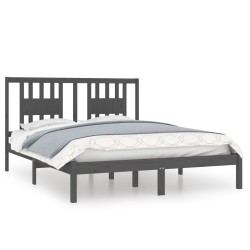 vidaXL Estructura de cama de madera maciza de pino gris 160x200 cm