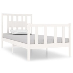 vidaXL Estructura de cama individual madera maciza blanco 75x190 cm