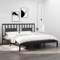 vidaXL Estructura de cama madera maciza gris 180x200 cm