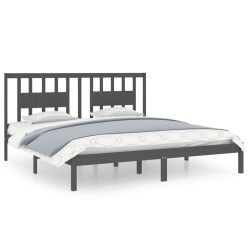 vidaXL Estructura de cama madera maciza gris 180x200 cm