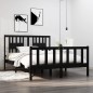 vidaXL Estructura de cama doble madera maciza negra 135x190 cm