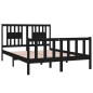 vidaXL Estructura de cama doble madera maciza negra 135x190 cm