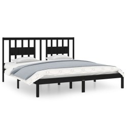 vidaXL Estructura de cama madera maciza negro 180x200 cm