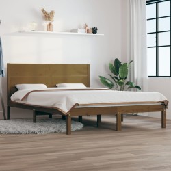vidaXL Estructura de cama doble madera maciza marrón miel 120x190 cm