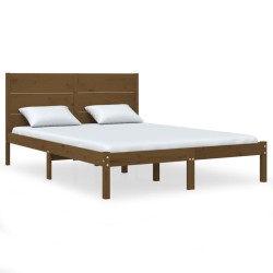 vidaXL Estructura de cama doble madera maciza marrón miel 120x190 cm