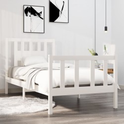 vidaXL Estructura de cama individual madera maciza blanca 90x190 cm