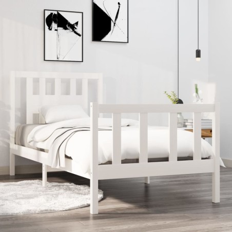 vidaXL Estructura de cama individual madera maciza blanca 90x190 cm