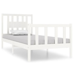 vidaXL Estructura de cama individual madera maciza blanca 90x190 cm