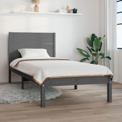 vidaXL Estructura de cama de madera maciza de pino gris 100x200 cm