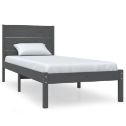 vidaXL Estructura de cama de madera maciza de pino gris 100x200 cm