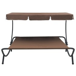 vidaXL Tumbona de jardín con toldo marrón