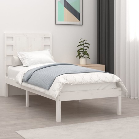 vidaXL Estructura de cama madera maciza blanco 75x190 cm