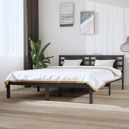 vidaXL Estructura de cama madera maciza de pino gris 120x200 cm