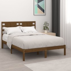 vidaXL Estructura de cama doble madera maciza marrón miel 120x190 cm