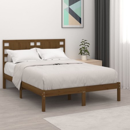 vidaXL Estructura de cama doble madera maciza marrón miel 120x190 cm
