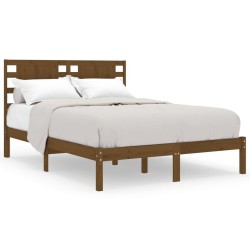 vidaXL Estructura de cama doble madera maciza marrón miel 120x190 cm