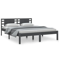 vidaXL Estructura de cama de madera maciza de pino gris 140x200 cm