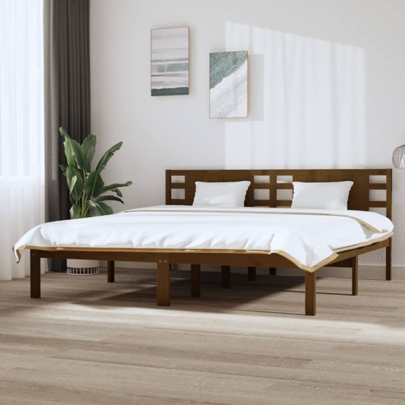 vidaXL Estructura de cama madera maciza de pino marrón miel 200x200 cm