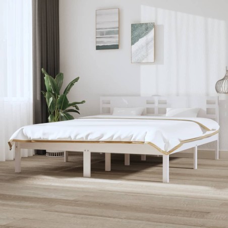 vidaXL Estructura de cama de madera maciza de pino blanco 160x200 cm