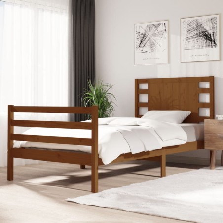 vidaXL Estructura de cama madera maciza pino marrón miel 100x200 cm