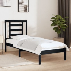 vidaXL Estructura cama madera maciza individual negro 75x190 cm