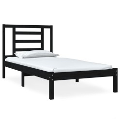 vidaXL Estructura cama madera maciza individual negro 75x190 cm